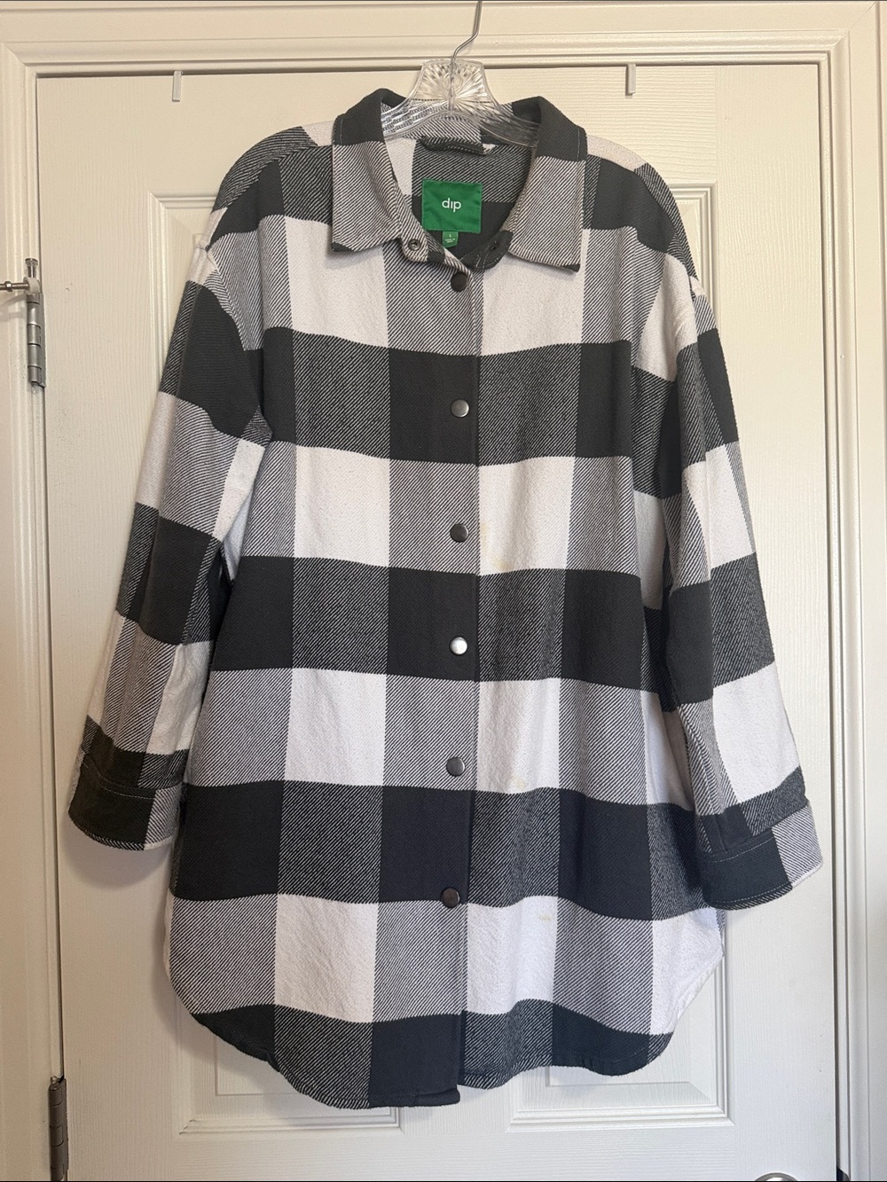 dip Black and White Buffalo Plaid Snap-Front Shirt Jacket